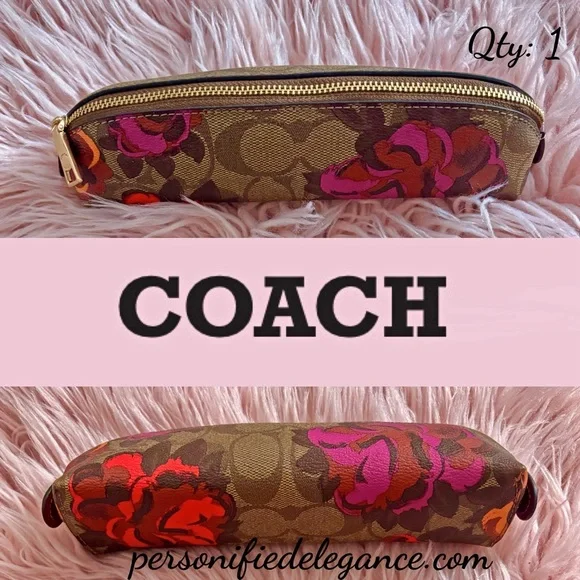NEW Coach Jumbo Floral Khaki Multi Coated Canvas Pencil Case Makeup Bag - Picture 16 of 16